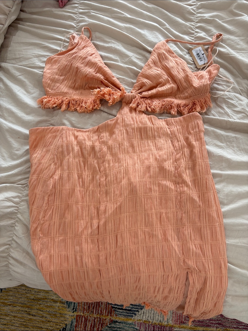 vestique Peach Midi Dress Two-Piece